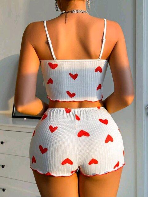 Women's Heart Print Pajama Set