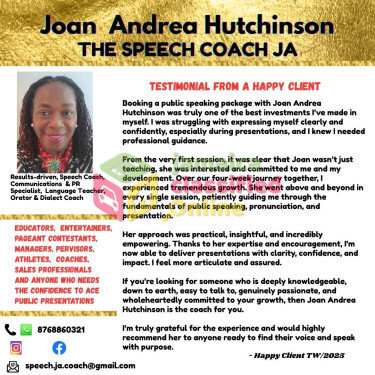 PUBLIC SPEAKING COACHING With The Speech Coach JA