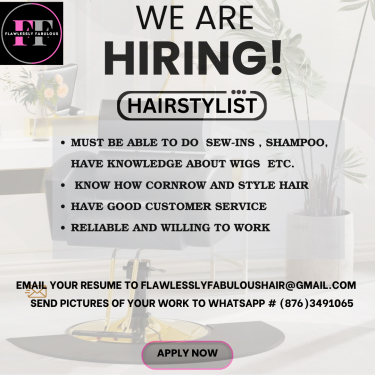 We Are Hiring A Hairstylist Full Time Jobs KINGSTON