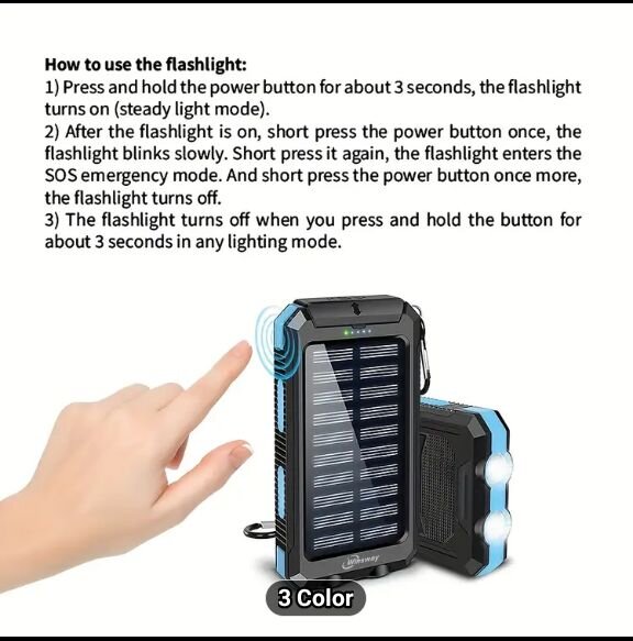 Solar Power Bank (10000mAh) Snap Design