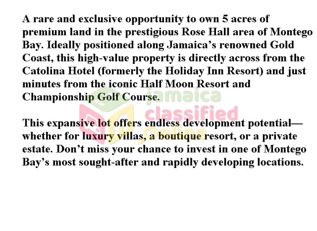 NORTH COAST HIGHWAY 5 ACRES ACROSS CATALONIA HOTEL