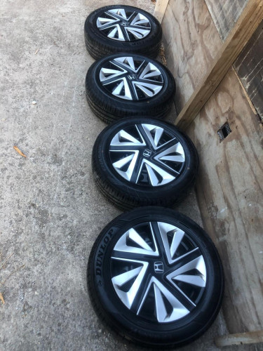 3 Rims And Tyres With Hub Caps Each Rims and Tyres Hal Way Tree