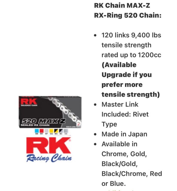RK MAX Z 520 Motorcycle Chain