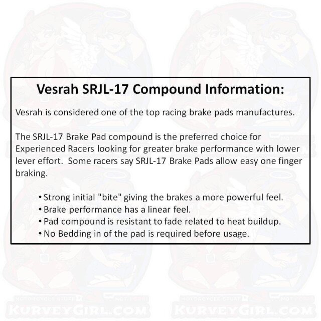 Vesrah SRJL17 Motorcycle Brake Pads Auto Parts Kingston