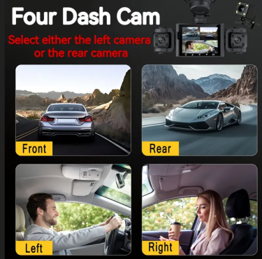 4 Lens Dash Cam With 64GB Memory Card