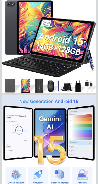 Tablets, Android 15 Tablet 10 Inch T80, 2025 New E