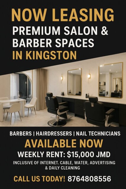 Premium Salon & Barber Spaces Available Full Time Jobs Molynes Road