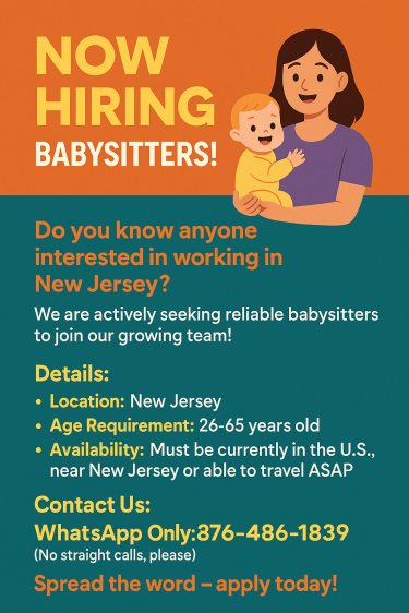 Caregivers And Babysitters Needed In The US 