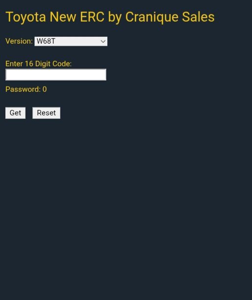 Toyota ERC Unlock Code Auto Accessories Waterworks