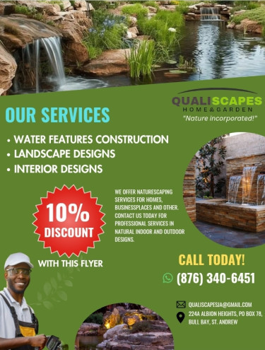 Waterfall, Ponds, Fountains, Interior Designs Commercial St. Andrew