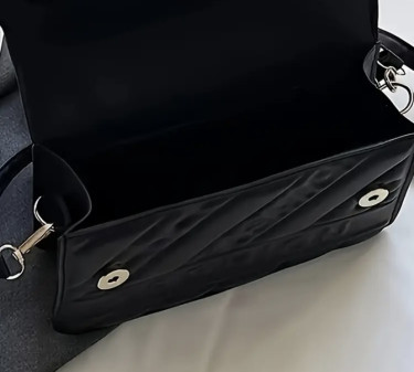 Stylish Black Quilted Handbag | Adjustable Strap, 