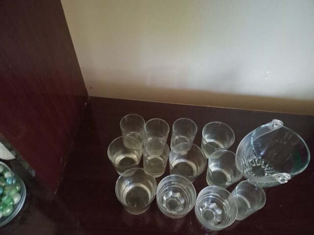 12 Drinking Glasses And Glass Bucket (NEW)
