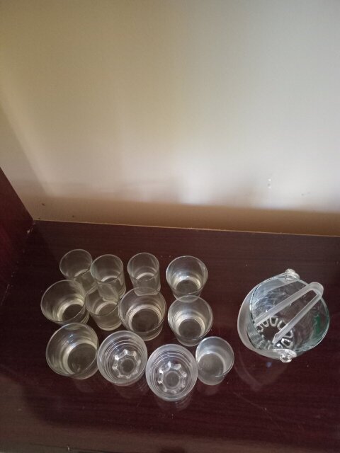 12 Drinking Glasses And Glass Bucket (NEW)