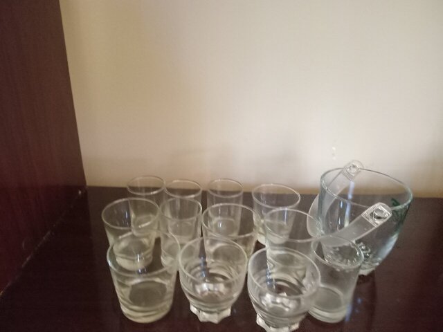12 Drinking Glasses And Glass Bucket (NEW)
