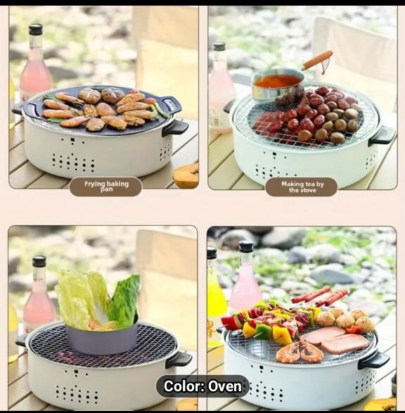 Portable Barbecue Grill Round Charcoal Stove