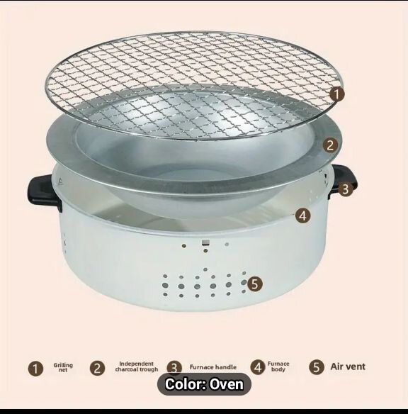 Portable Barbecue Grill Round Charcoal Stove