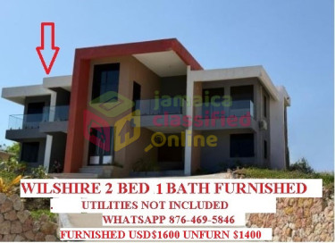 2 BED 1 BATH FURNISHED USD$1600 UNFUR $1400 Houses Montego Bay