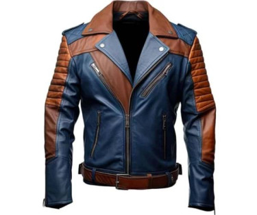 Mens Blue And Brown Leather Jacket Men's Clothes Hall Way Tree