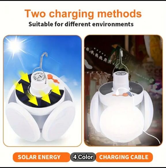 Portable Rechargeable Solar Light With Hook