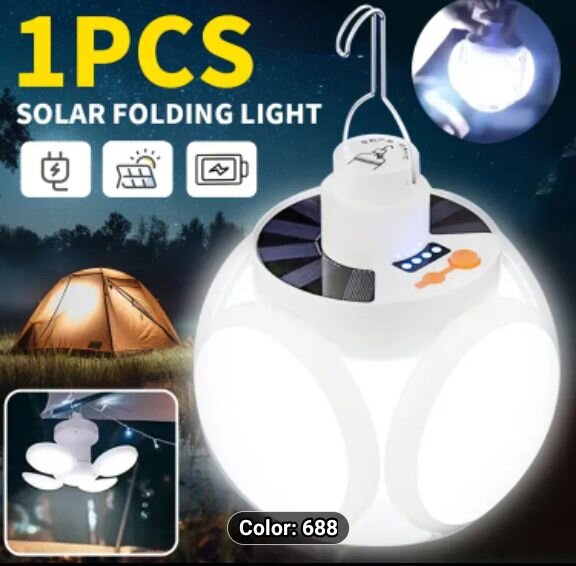 Portable Rechargeable Solar Light With Hook