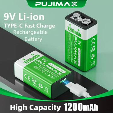 9V Rechargeable Lithium Batteries, 1200mAh,  Appliance Parts & Accessories Kingston