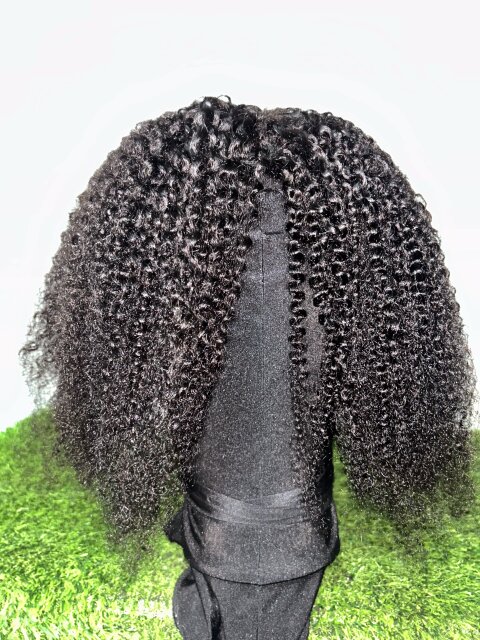 OQ Hair V Part Wig Human Hair Afro Curly Women's Clothes Half Way Tree