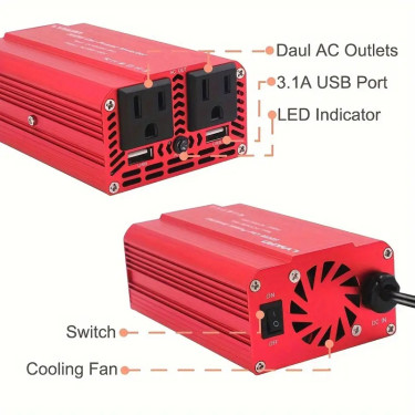 500W Car Power Inverter DC 12V To AC 110V-130V