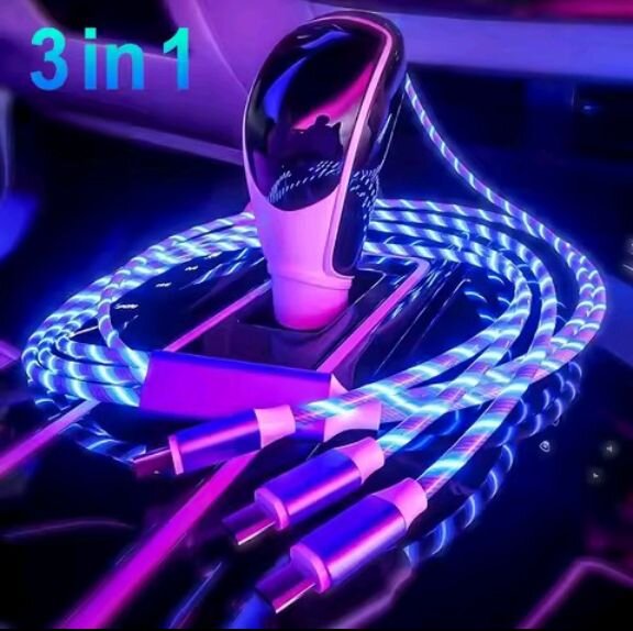 3-in-1 LED Glow Fast Charging Cable Phone Accessories Portmore