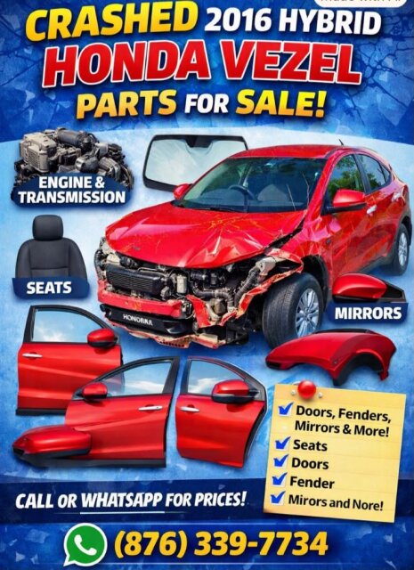 Scrap PARTS Crash 2016 Honda Vezel HYBRID Auto Parts Mandeville