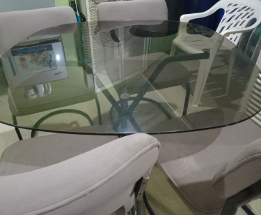 5-piece Dining Set With Glass Top Table Tables & Desks Liguanea