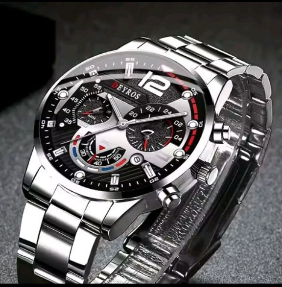 Stainless Steel Geneva Quartz Watch
