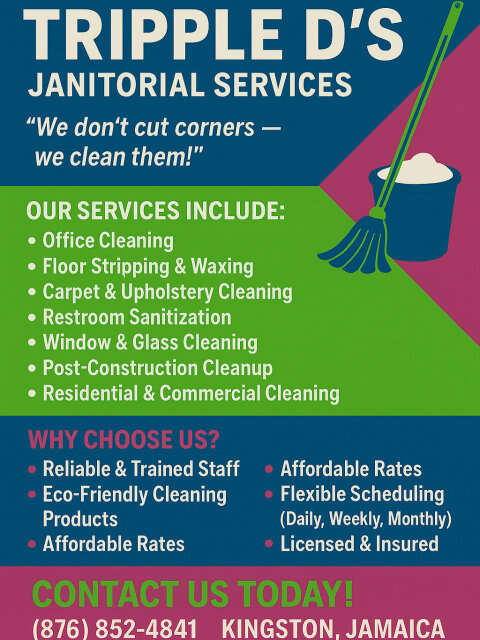 TrippleDs Janitorial Services Home Cleaning Equipment & Supplies Kingston, Kingston