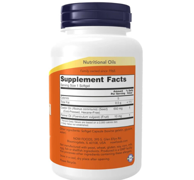 NOW Castor Oil 650 Mg 120 Soft Gels