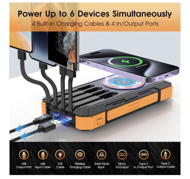 Portable Solar Power Battery Pack With Flashlight 