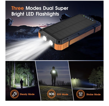 Portable Solar Power Battery Pack With Flashlight 