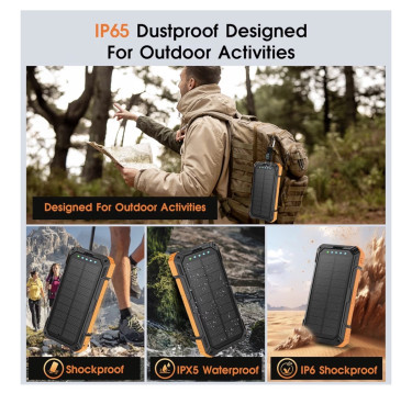 Portable Solar Power Battery Pack With Flashlight 