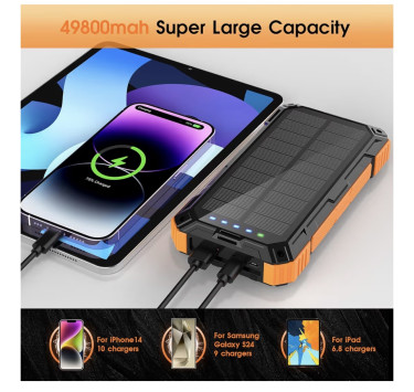 Portable Solar Power Battery Pack With Flashlight 