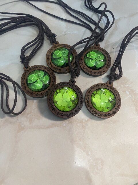 Lucky 4 Leaf Clover Wooden Necklaces & Chains Spanish Town