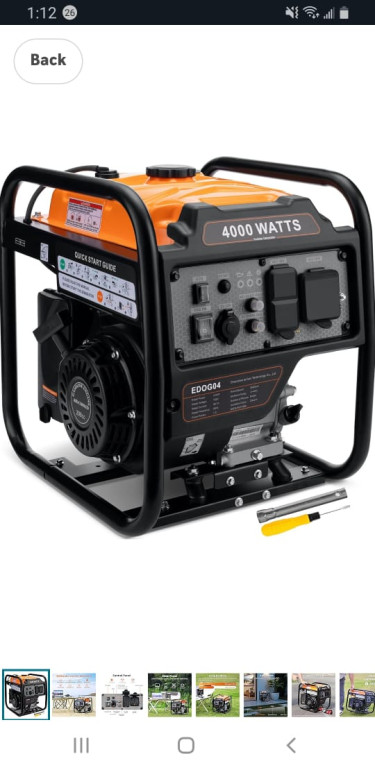 4000W Inverter Generator, Open Frame, Gas Powered  Auto Parts Portmore Pines