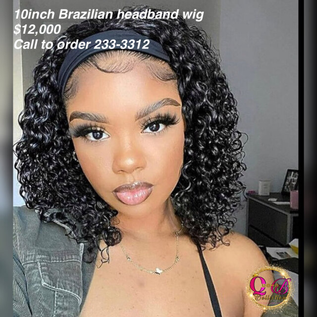 Human Brazilian Headband Wigs 10inch Hair Half Way Tree