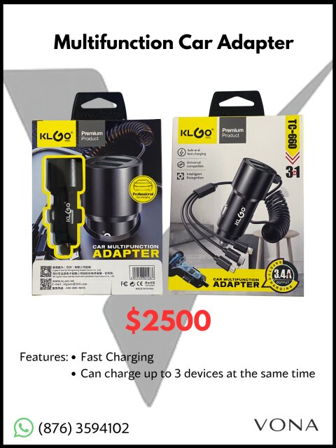 Multifunction Car Adapter Auto Accessories Spanish Town