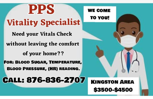Vitality Monitoring Specialist.  We Come To You! Healthcare Services Mobile Sevices