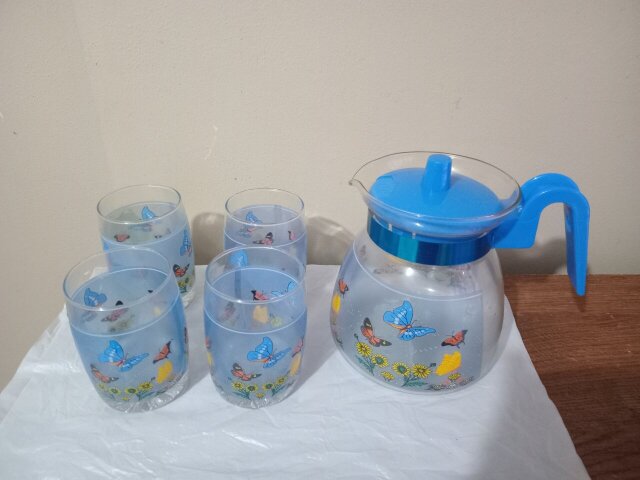 Glass Pitcher Cup Set (Call 658-202-5808)