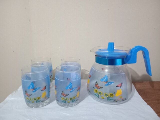 Glass Pitcher Cup Set (Call 658-202-5808)