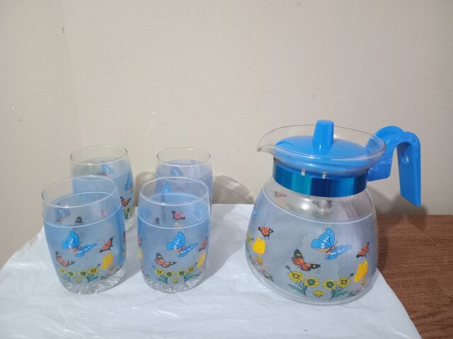 Glass Pitcher Cup Set (Call 658-202-5808)
