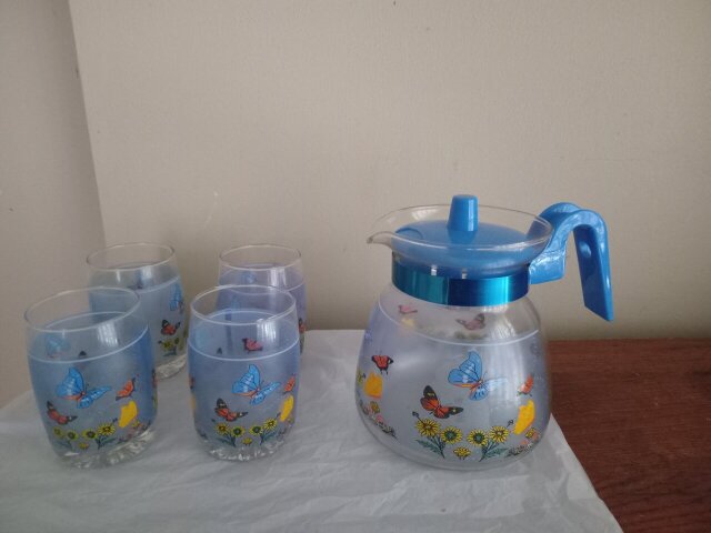 Glass Pitcher Cup Set (Call 658-202-5808)