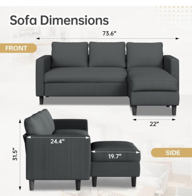 Comfortable 3 Seat Sofa L Shaped 