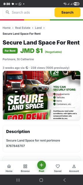 Secure Land Space For Rent Land Portmore