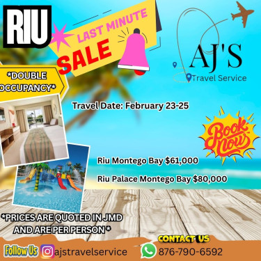 Riu February & March Flash Deals  Airbnb & Hotels Jamaica 
