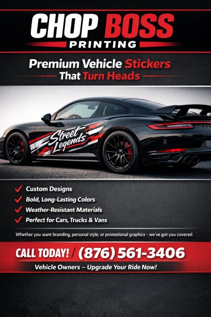 Vehicle Stickers Printing & Design Services Jamaica